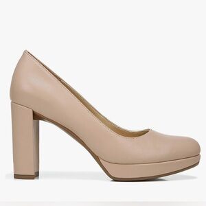 Naturalizer Tan Leather Platform Heels‎ with Chunky Block Heel Size 10W